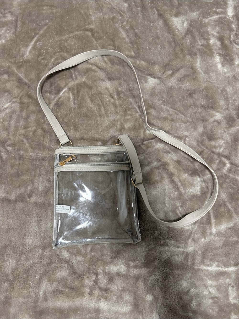 Clear Crossbody Bag with Light Gray Trim - Unbranded